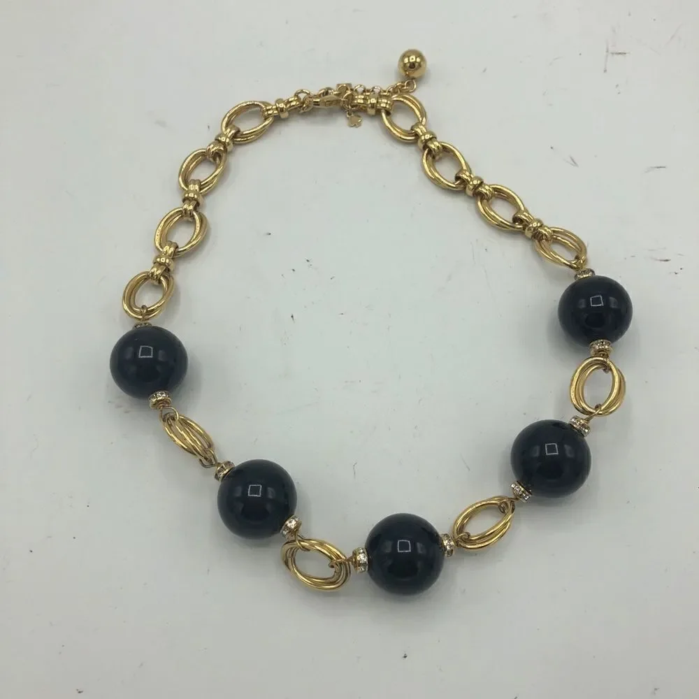 Kate Spade Black Gold Rhinestone Statement Jewelry‎ Ball Round